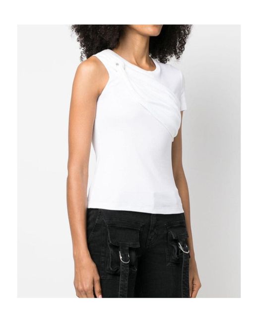 Blumarine White Twist-Detailed Crewneck T-Shirt