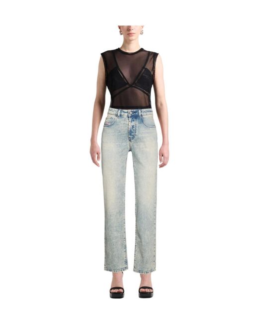 DIESEL Blue Solid Color Straight Leg Pants