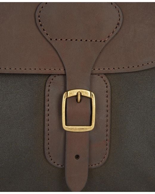 Barbour Brown Foldover Logo Embossed Briefcase for men