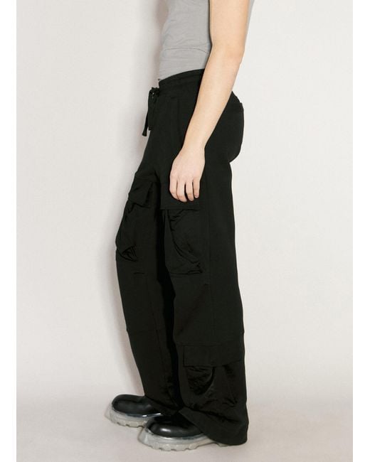 Entire studios Black Utility Wide-Leg Cargo Track Trousers for men