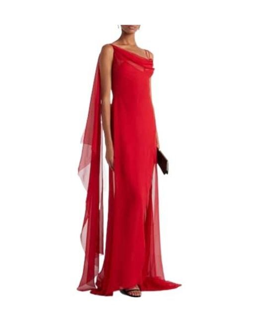 Blumarine Red Draped Silk Georgette Gown