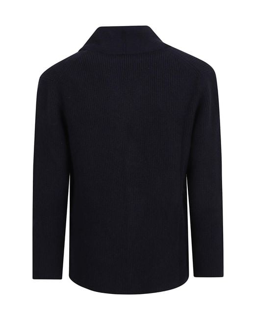 Ballantyne Blue Shawl Collar Ribbed Cardigan for men