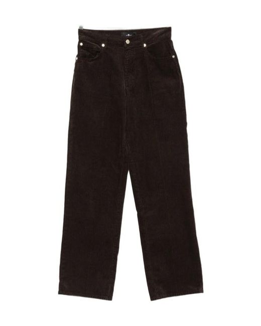 7 For All Mankind Black Stovepipe Belt-Loop Corduroy Trousers