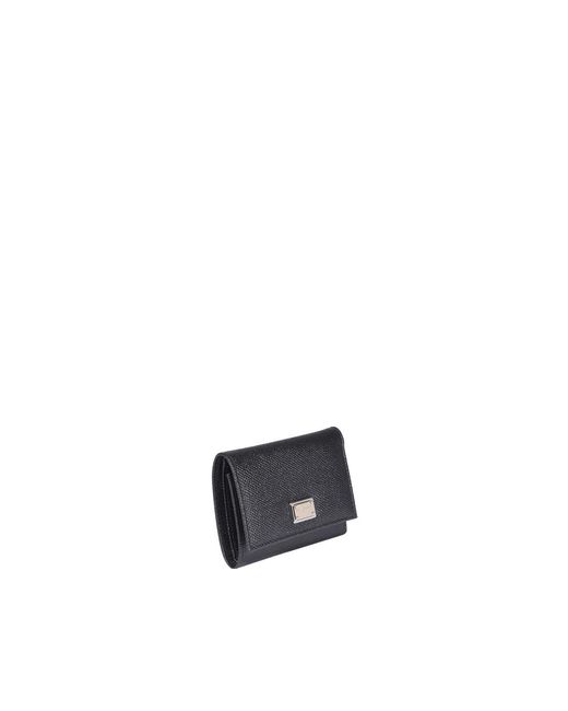 Dolce & Gabbana Gray Logo Plaque Trifold Wallet