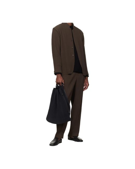 Homme Plissé Issey Miyake Brown Homme Plissé Issey Miyake Tuxedo Pleated Pants for men