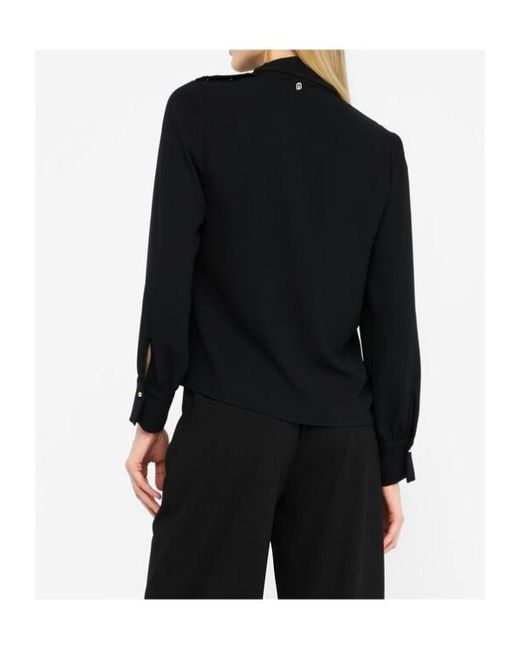 Liu Jo Black High-Neck Button-Detail Blouse