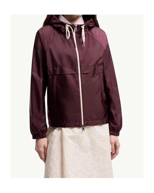 Moncler Red Zip-Up Hooded Jacket