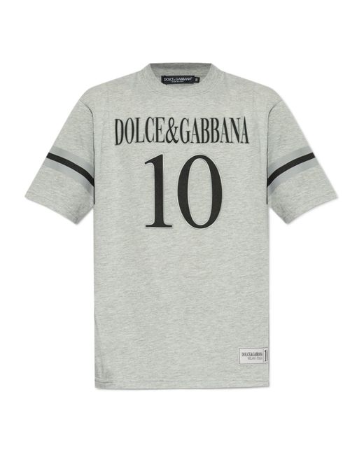 Dolce & Gabbana Gray Logo Printed Crewneck T-Shirt for men