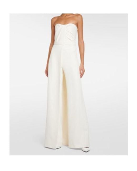 Safiyaa White Bridal Remi Draped Jumpsuit