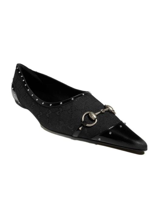 Gucci Black Point-Toe Studded Loafer for men