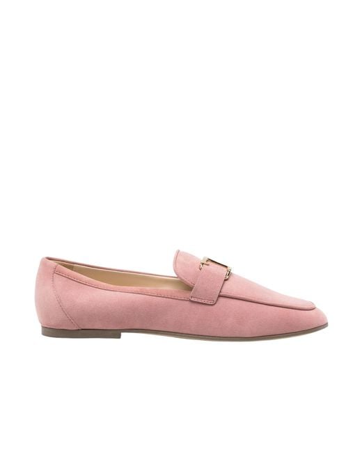 Tod's Pink Round Head Loafer Shoes