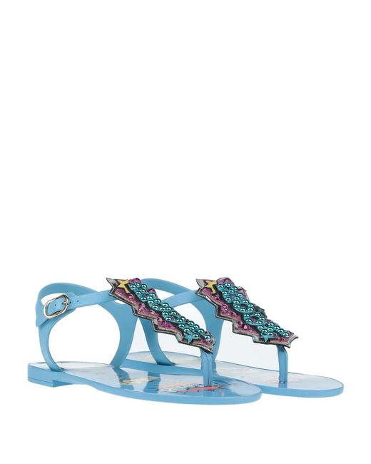 Dolce & Gabbana Blue Shiny Flip Flops