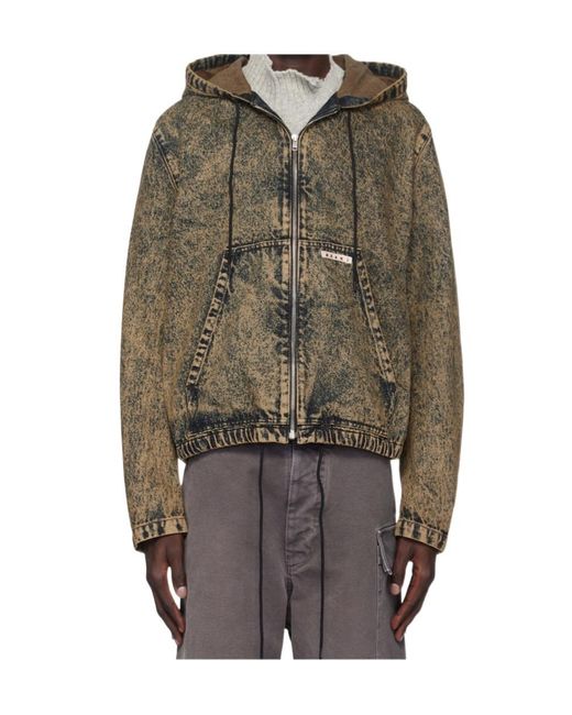 Marni Gray Zippered Denim Coat for men