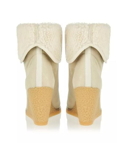 Isabel Marant Natural Faux Shearling-Lined Wedge Boots