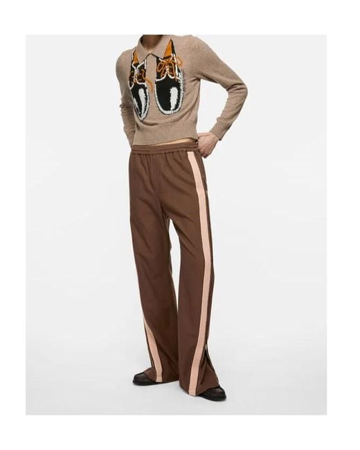Acne Brown Zip-Up Track Pants for men