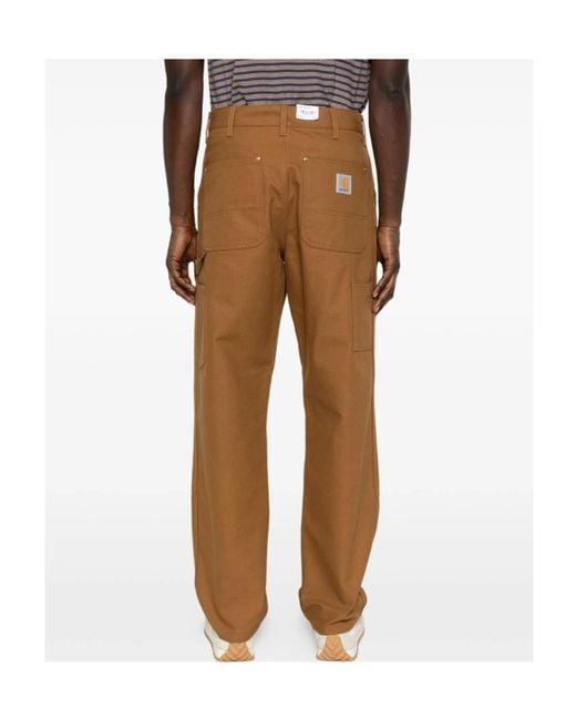 Carhartt Brown Logo-Patch Trousers for men