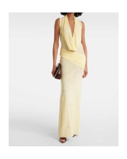 David Koma Metallic Semi-Sheer Gown