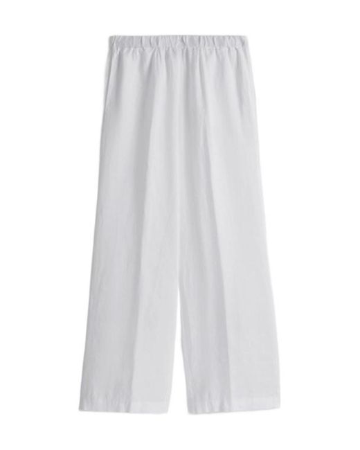 Aspesi White Pleated Wide-Leg Trousers
