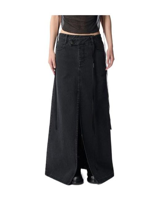 Ann Demeulemeester Black Silya Long Asymmetric Denim Skirt