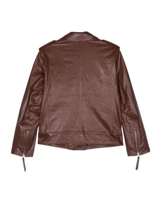 REMAIN Birger Brown Christensen Zip-Up Biker Jacket