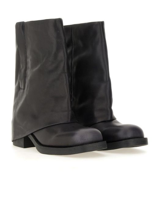 Ash Black Round-Head Short Boots