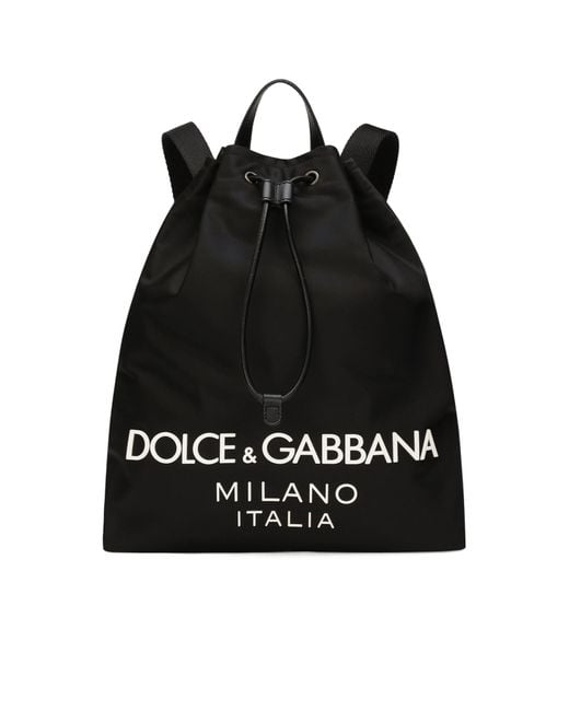 Dolce & Gabbana Black Nylon Backpack for men