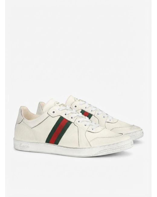 Gucci White Stretch Low-Top Sneakers for men