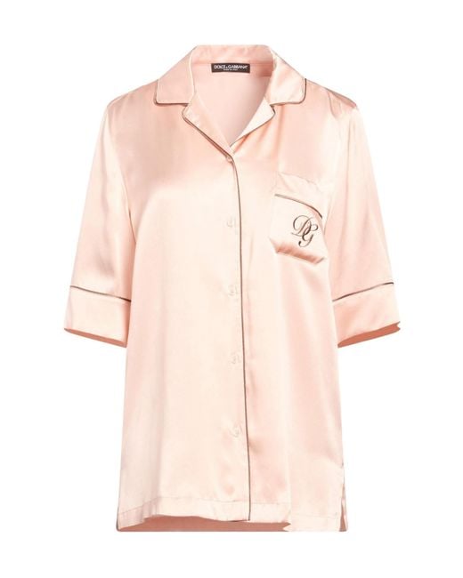 Dolce & Gabbana Pink Solid-Color Satin Shirt