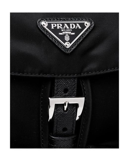 Prada Black Triangle Logo Plaque Backpack
