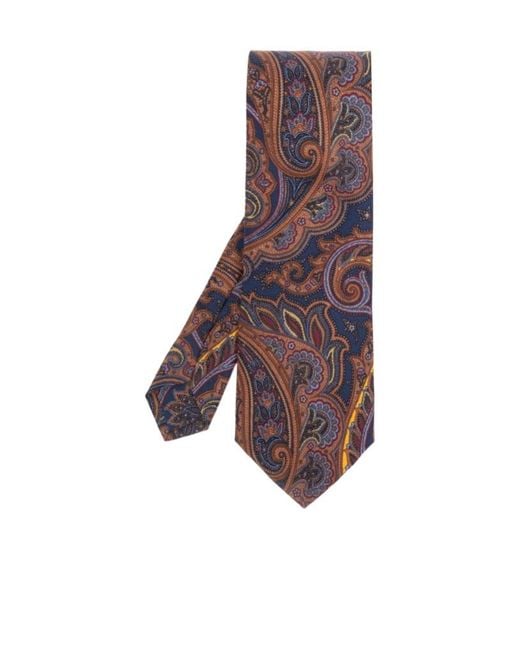 Etro Purple Paisley Printed Pointed-Tip Tie for men