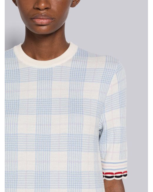 Thom Browne White Check-Pattern Knitted Top