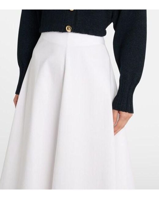 Altuzarra White Varda Cotton-Blend Midi Skirt