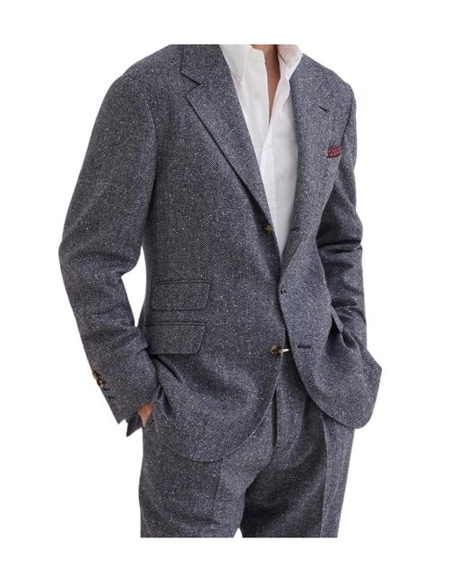 Brunello Cucinelli Blue Single-Breasted Blazer for men
