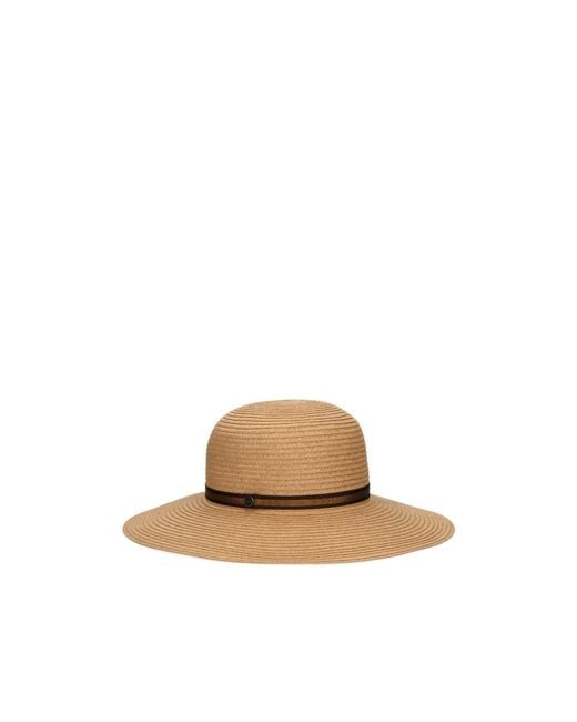 Borsalino White Wide-Brim Ribbon Trim Hat