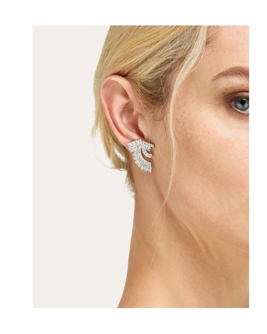 Ferragamo Metallic Ferragamo Deconstructed Gancio Stud Embellished Earrings