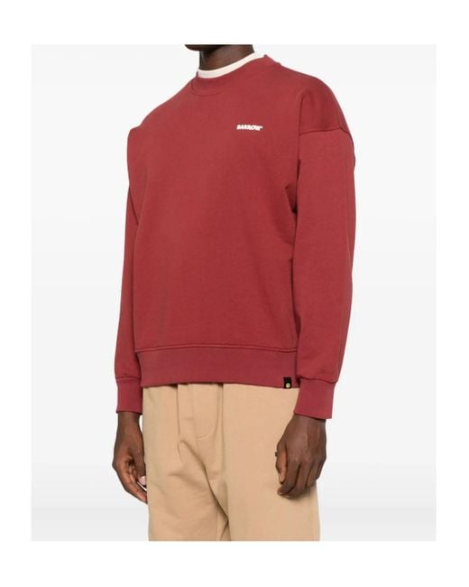 Barrow Red Logo-Detail Crew-Neck Sweatshirt for men