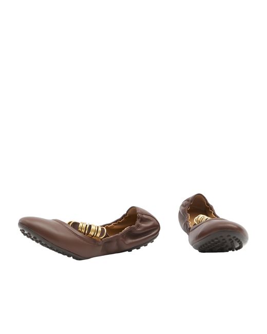 Tod's Brown Ring Embellished Ballerinas