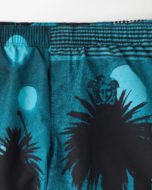 Versace Blue Printed Beach Shorts for men