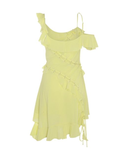 Acne Yellow Distressed Twill Dress
