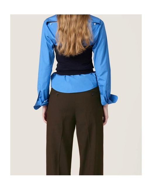 Miu Miu Blue Strapless Knitted Top