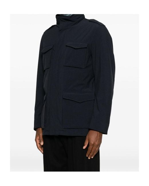Herno Blue Multi-Pocket Coats for men