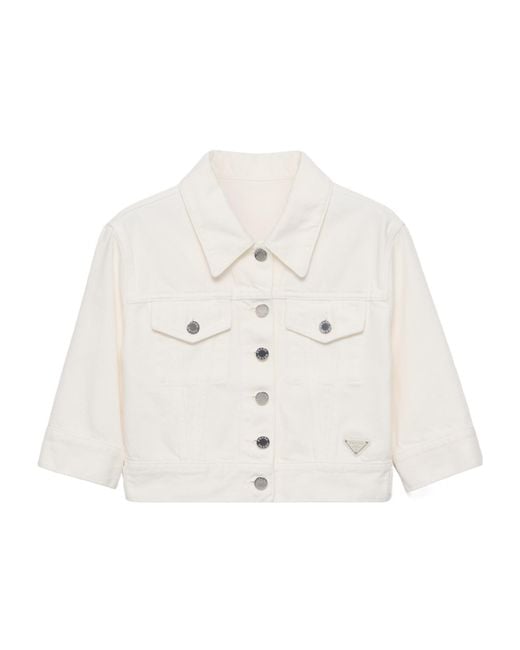 Prada White Cropped Denim Jacket