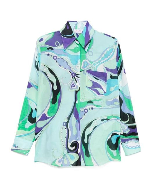 Emilio Pucci Blue Orchid Print Shirt