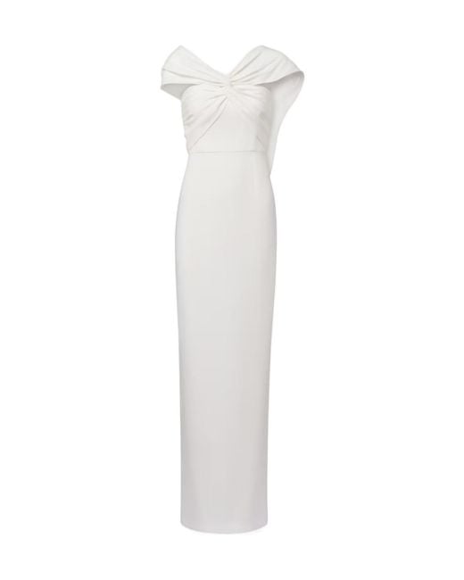Roland Mouret White Bridal Asymmetric Cady Gown