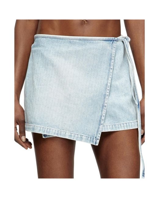 DIESEL Blue De-Lem Denim Wrap Mini Skirt