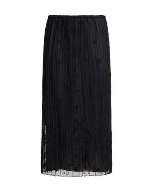 Totême  Black Flower Embroidered Tulle Long Skirt
