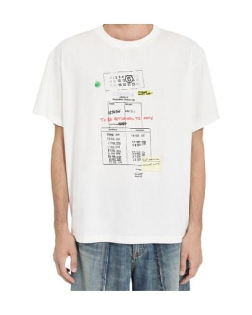 MM6 by Maison Margiela White Graphic Print T-Shirt for men