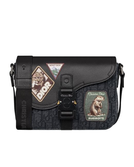 Dior Black Small Saddle Messenger Bag With Flap for men