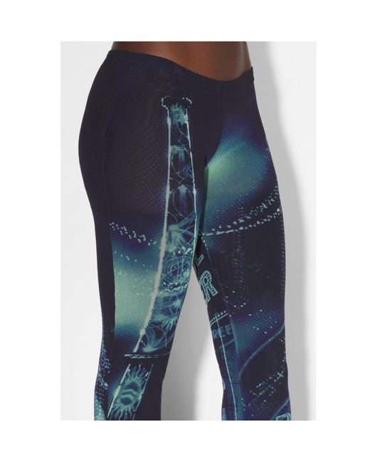 Jean Paul Gaultier Blue Pigalle-Print Flared Trousers