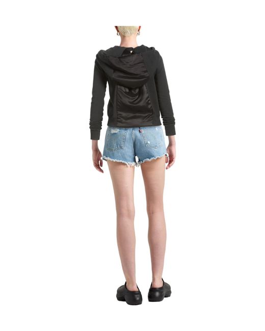 MM6 by Maison Margiela Black Solidcolor Hooded Track Jackets